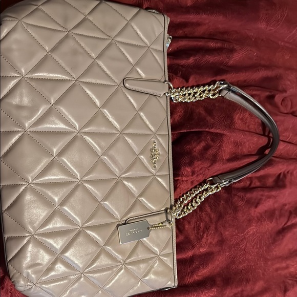 Coach Tan Quilted Tote Bag with Elegant Design